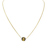 Two Toned Amber Faceted Round Bead Necklace 14K Gold Plated